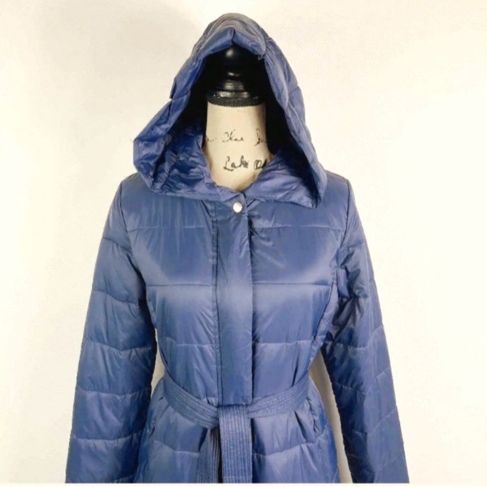 Cole Haan M long navy belted puffer